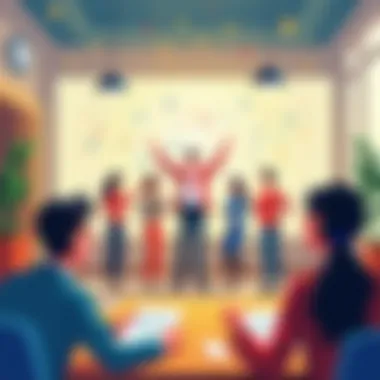 Celebrating Employee Achievements A vibrant office environment showcasing employee recognition celebrations