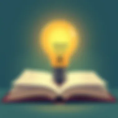 An open book with a light bulb above, indicating knowledge and enlightenment.