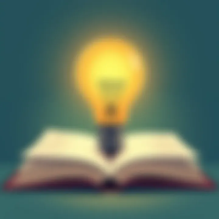 An open book with a light bulb above, indicating knowledge and enlightenment.