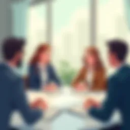 Illustration of a professional meeting focused on policy discussion