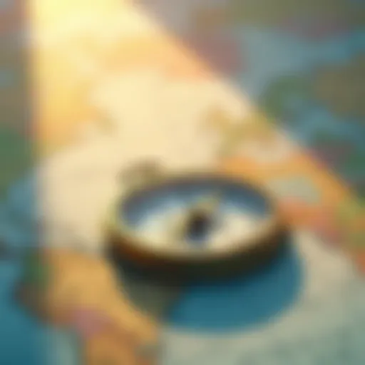 A compass on a map symbolizing career navigation