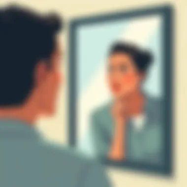 A person reflecting thoughtfully in front of a mirror