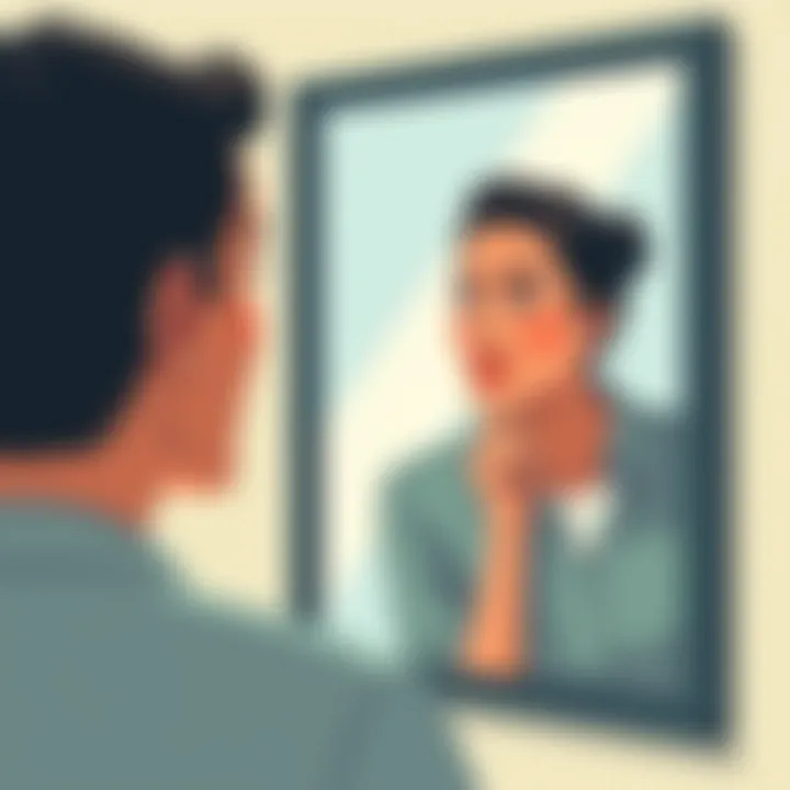 A person reflecting thoughtfully in front of a mirror